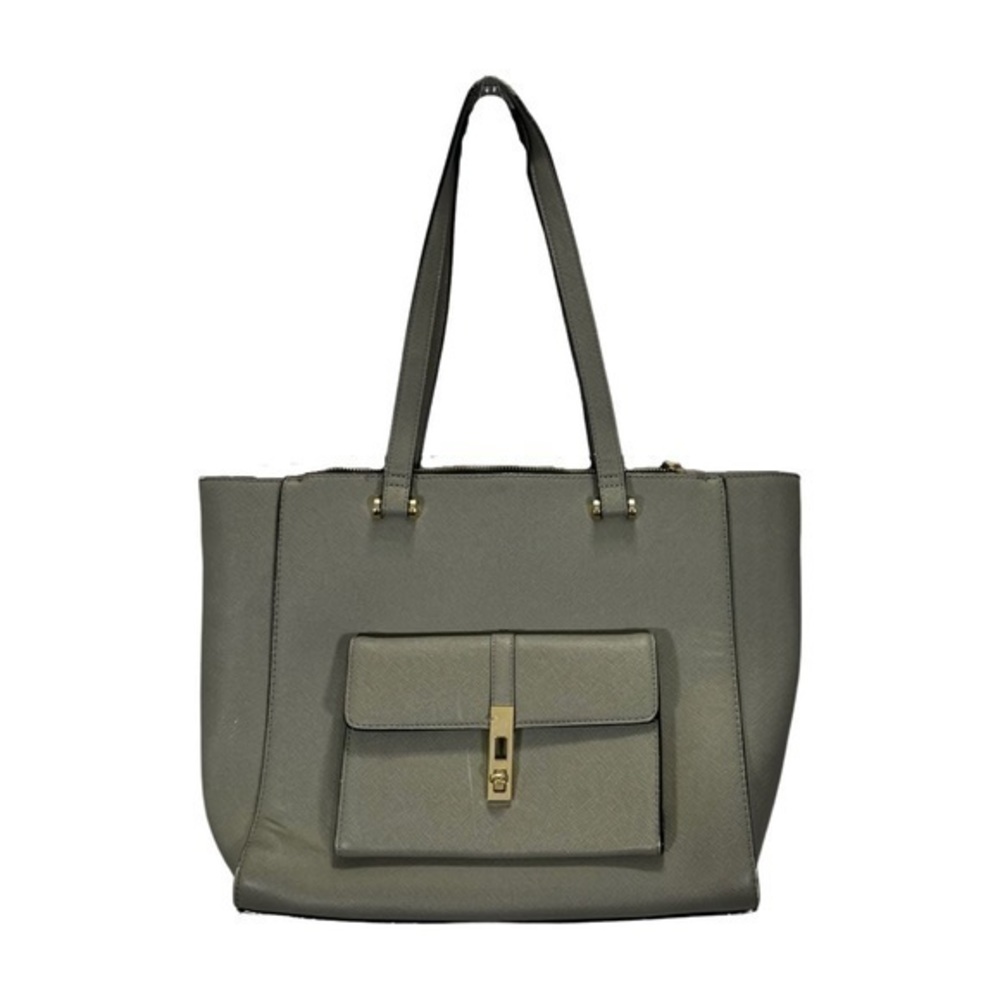 Kate Landry Grey Coated Canvas Large Shoulder Tote Bag Purse